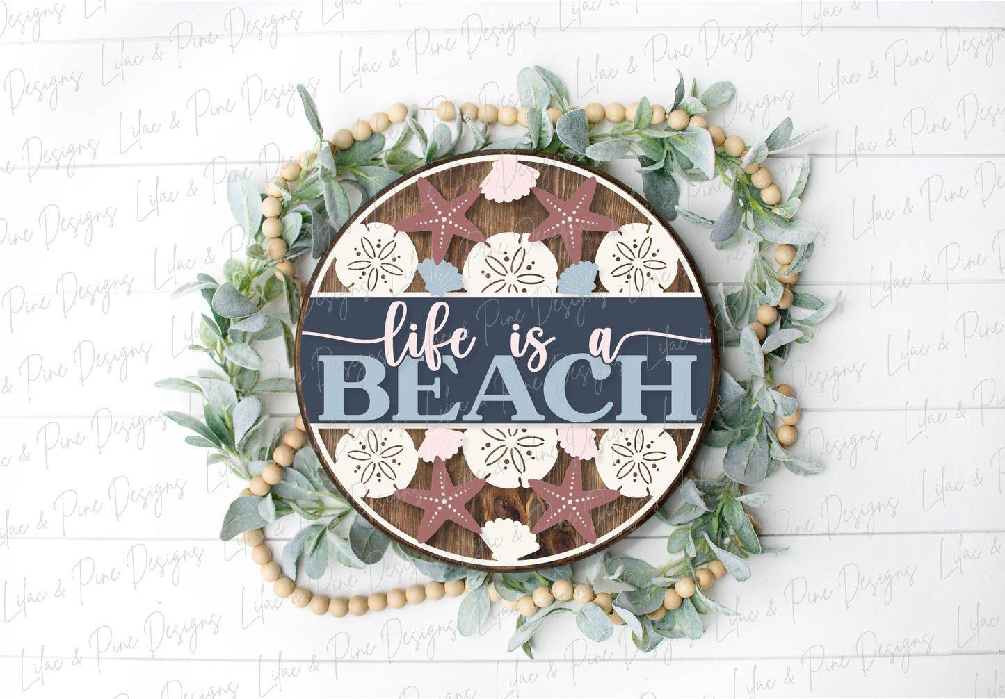 Life is a Beach SVG, welcome sign SVG, door hanger SVG, seashell svg, coastal porch sign svg, Beach decor, Glowforge Svg, laser cut file
