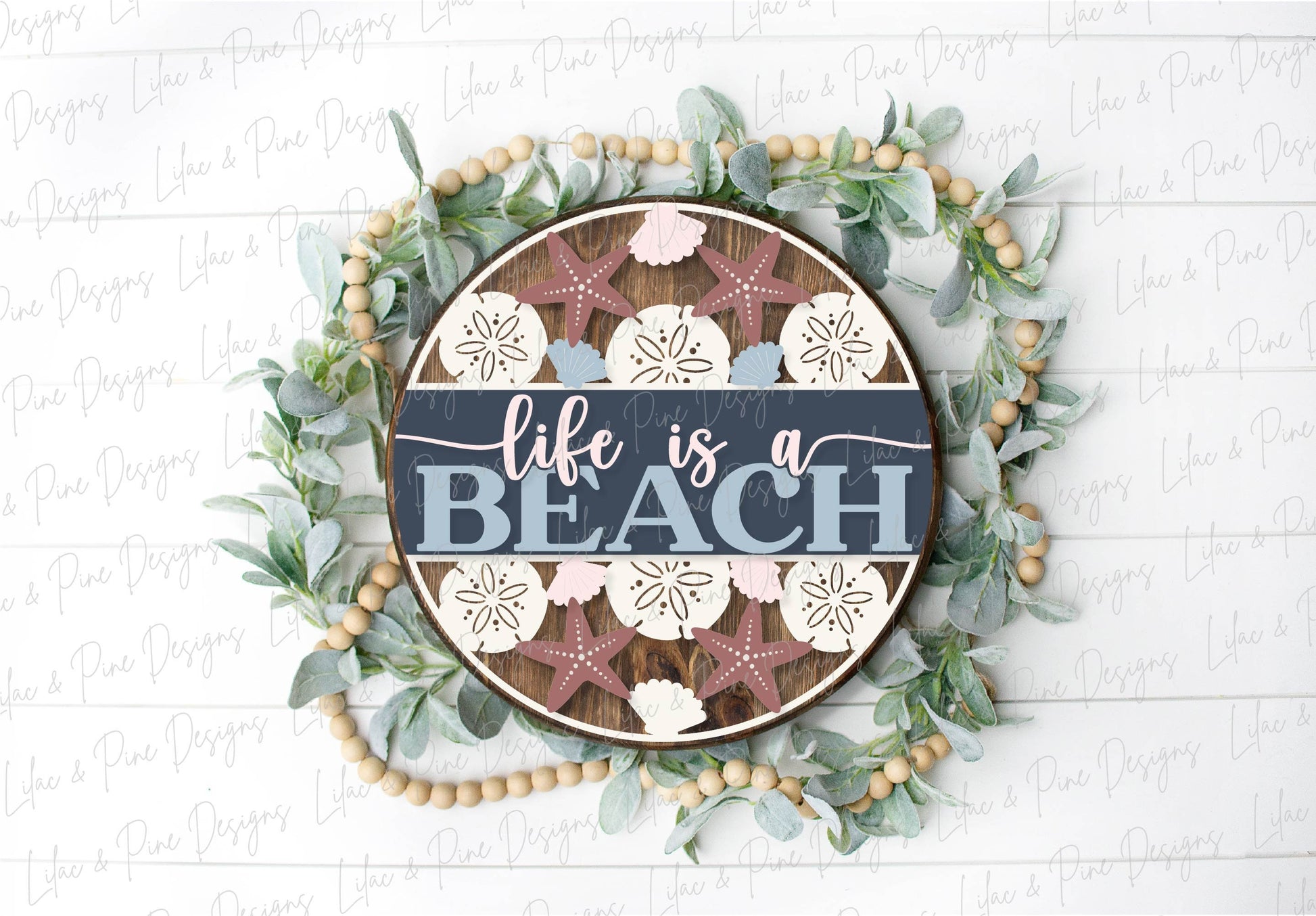 Life is a Beach SVG, welcome sign SVG, door hanger SVG, seashell svg, coastal porch sign svg, Beach decor, Glowforge Svg, laser cut file