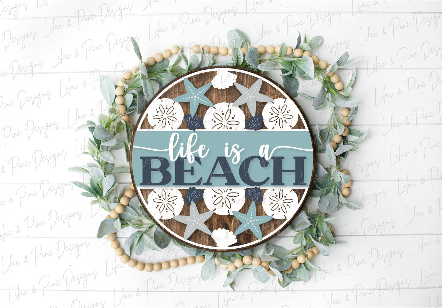 Life is a Beach SVG, welcome sign SVG, door hanger SVG, seashell svg, coastal porch sign svg, Beach decor, Glowforge Svg, laser cut file