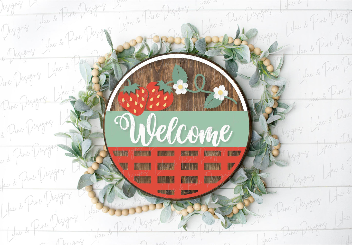 Strawberry vine welcome sign, summer door decor SVG, strawberry SVG, wood sign, summer porch sign, Cricut SVG, Glowforge Svg, laser cut file