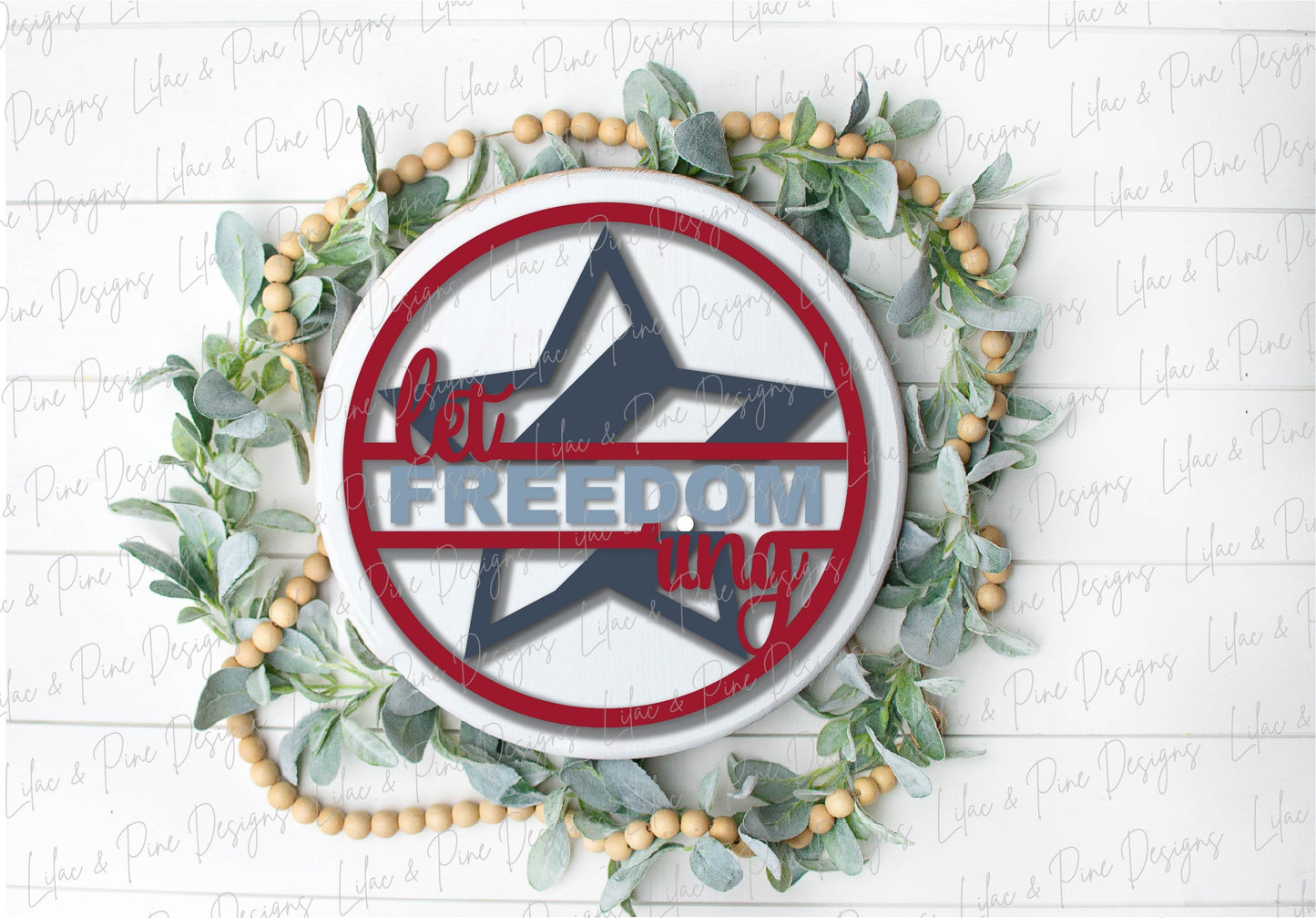 Let Freedom Ring round sign, July 4th door decor, Stars SVG, Independence Day porch sign, Stars and Stripes, Glowforge Svg, laser cut file