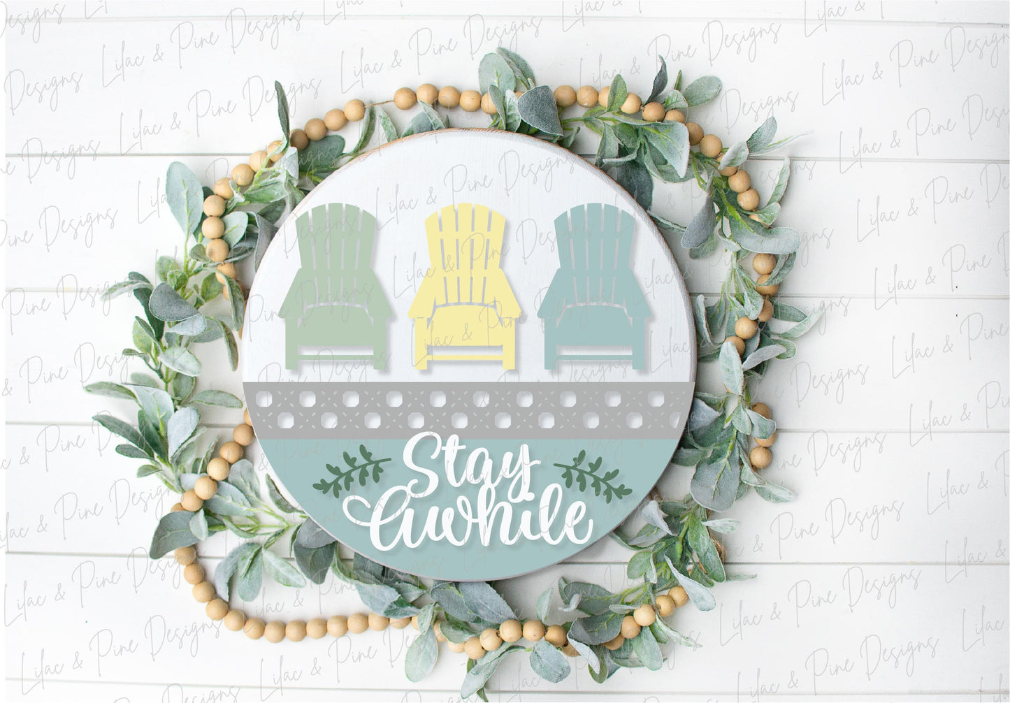 Adirondack chair door hanger SVG, welcome sign SVG, Summer welcome svg, Summer porch sign, stay awhile svg, Glowforge Svg, laser cut file