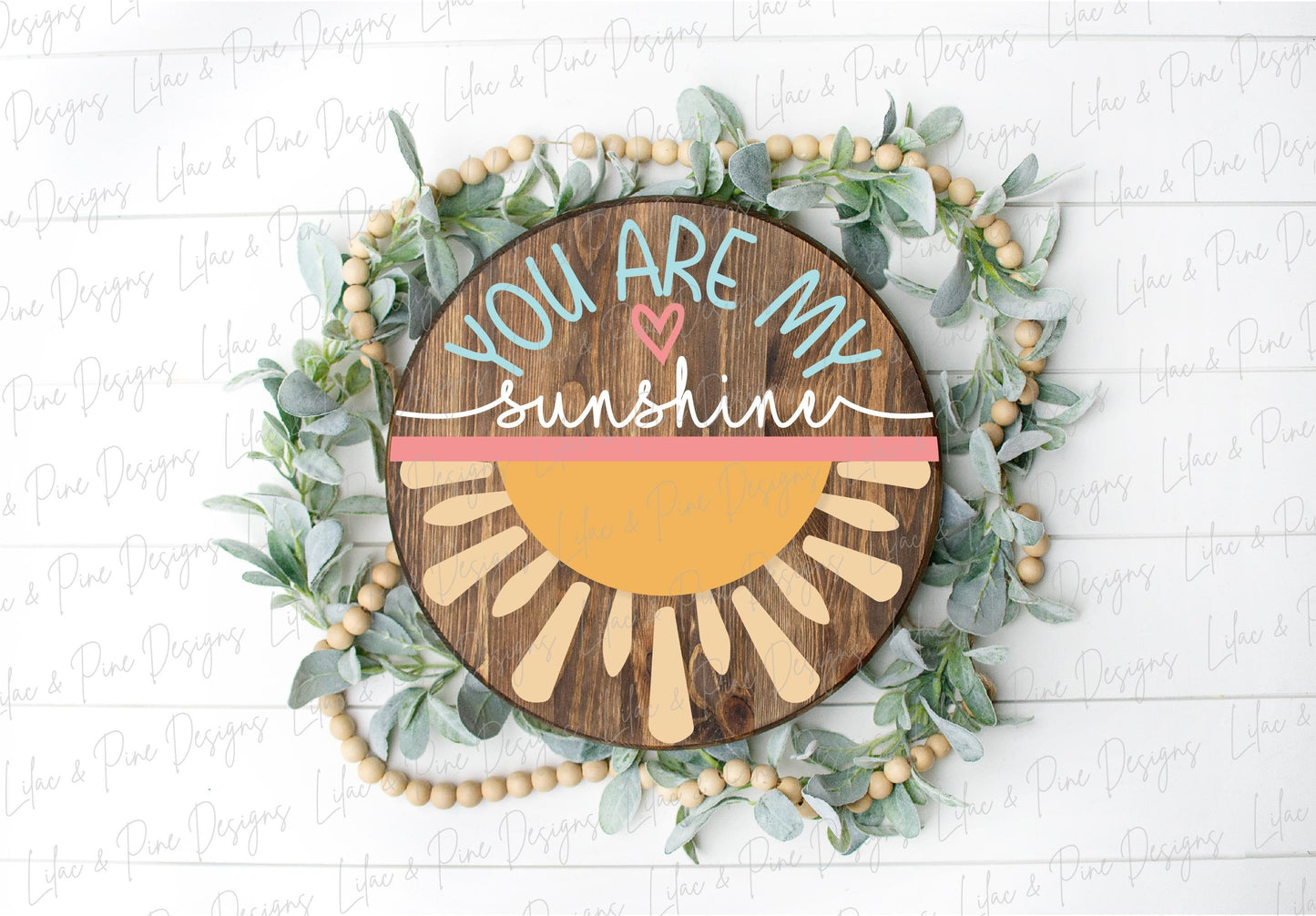 You are my sunshine sign SVG, Summer sign svg, sun door hanger svg, Summer decor SVG, round wood sign, Glowforge SVG, laser cut file