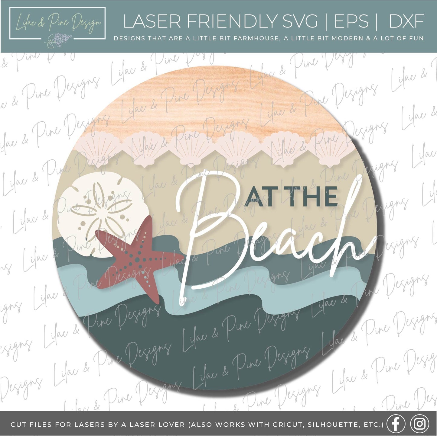 At the Beach door hanger SVG, Beach welcome sign SVG, tropical svg, seashell SVG, Summer decor, ocean svg, Glowforge Svg, laser cut file