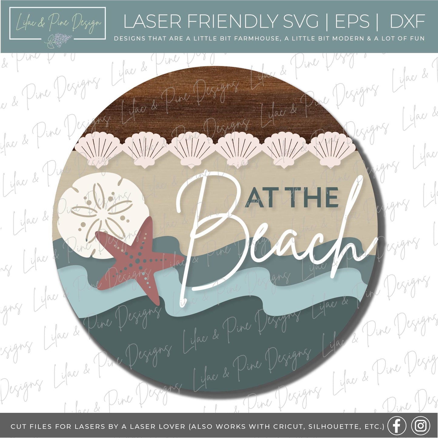 At the Beach door hanger SVG, Beach welcome sign SVG, tropical svg, seashell SVG, Summer decor, ocean svg, Glowforge Svg, laser cut file