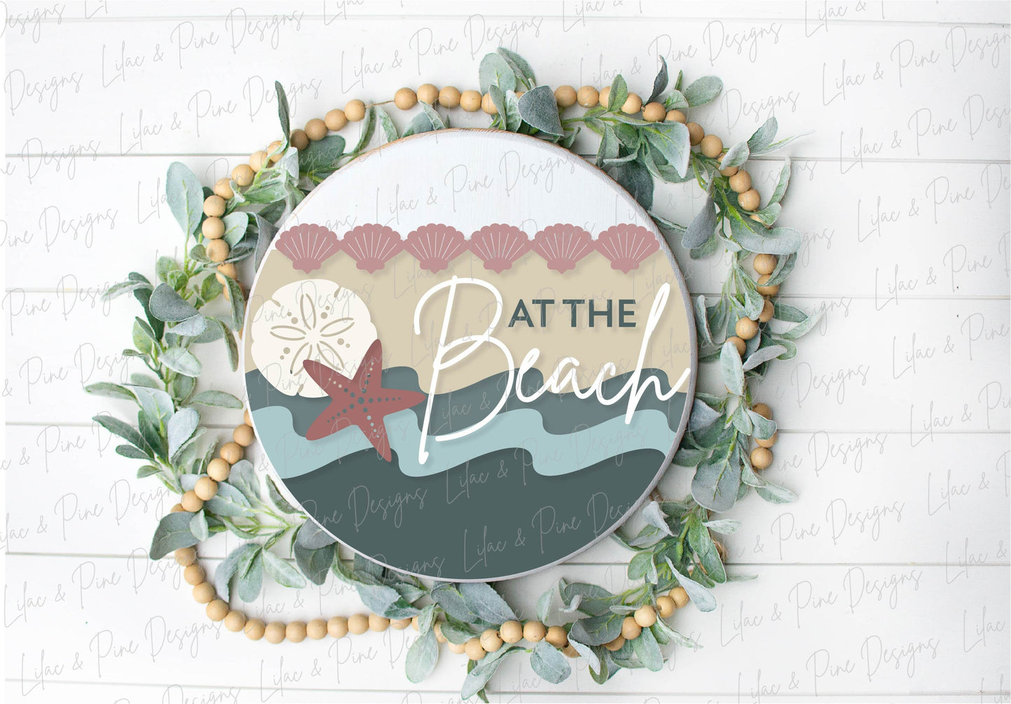 At the Beach door hanger SVG, Beach welcome sign SVG, tropical svg, seashell SVG, Summer decor, ocean svg, Glowforge Svg, laser cut file