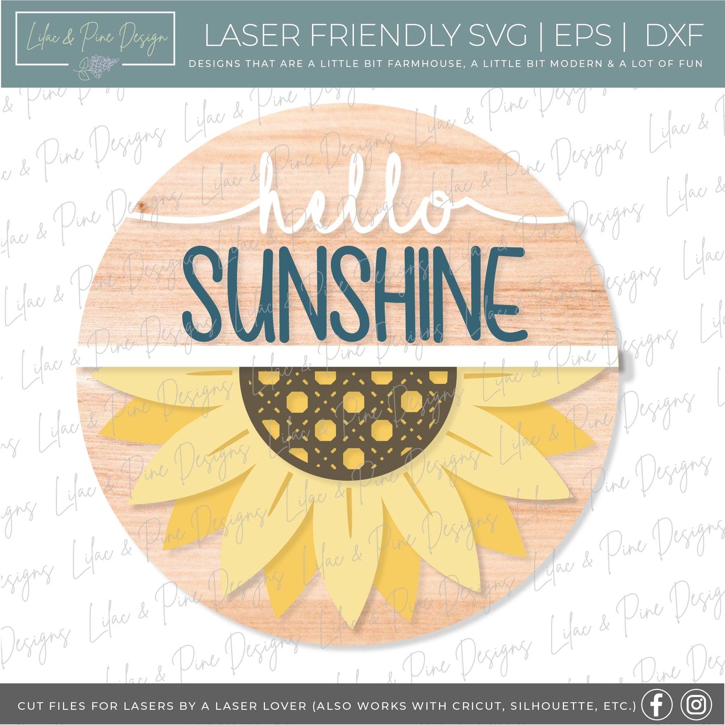 Sun Welcome sign svg, hello sunshine SVG, Summer door hanger, Sunshine porch sign SVG, summer decor, round wood sign, Glowforge laser SVG