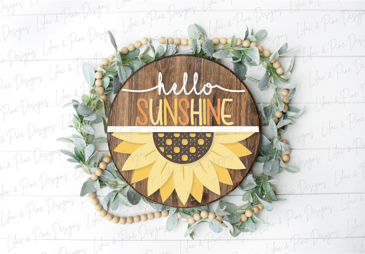 Sun Welcome sign svg, hello sunshine SVG, Summer door hanger, Sunshine porch sign SVG, summer decor, round wood sign, Glowforge laser SVG