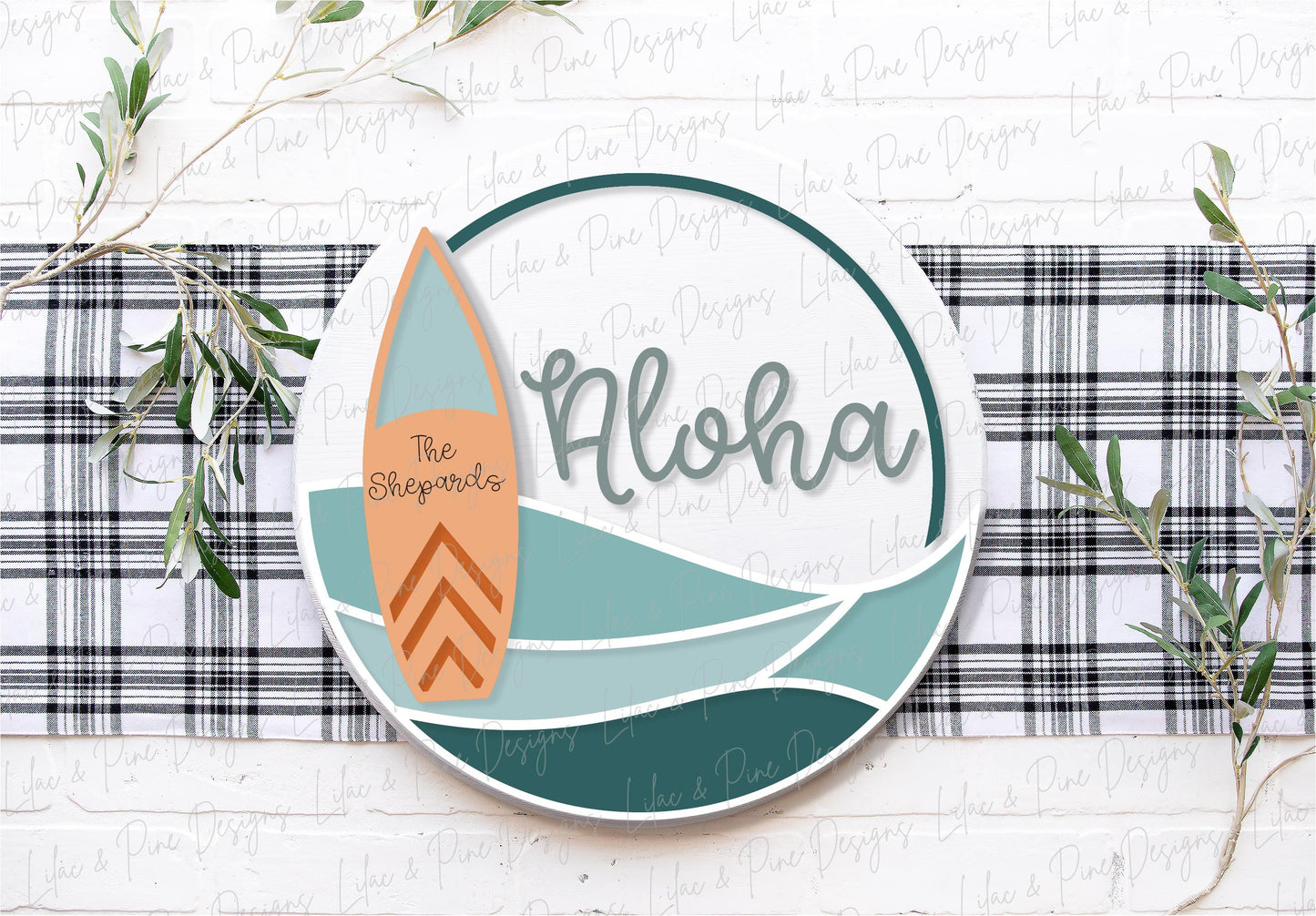 Aloha door hanger SVG, Surfs Up SVG, welcome sign SVG, door hanger svg, surfing svg, surfboard sign svg, Glowforge Svg, laser cut file