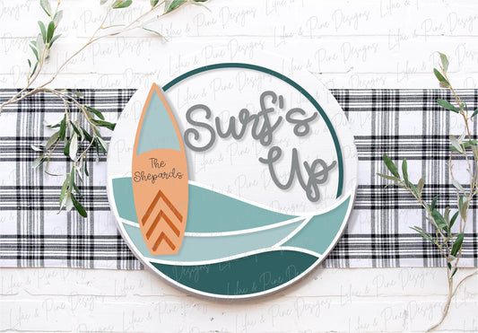 Aloha door hanger SVG, Surfs Up SVG, welcome sign SVG, door hanger svg, surfing svg, surfboard sign svg, Glowforge Svg, laser cut file