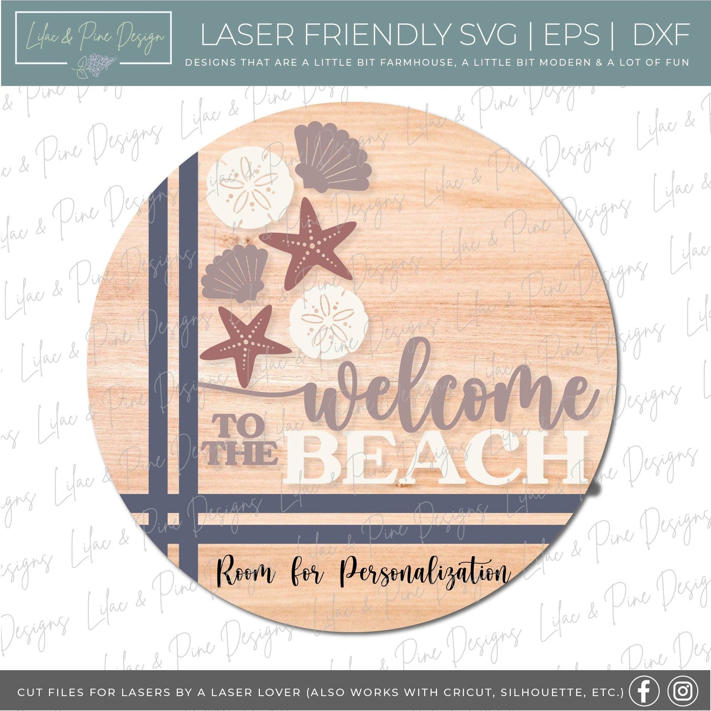 Welcome to the Beach door hanger SVG, welcome sign SVG, seashell svg, coastal porch sign svg, Beach decor, Glowforge Svg, laser cut file
