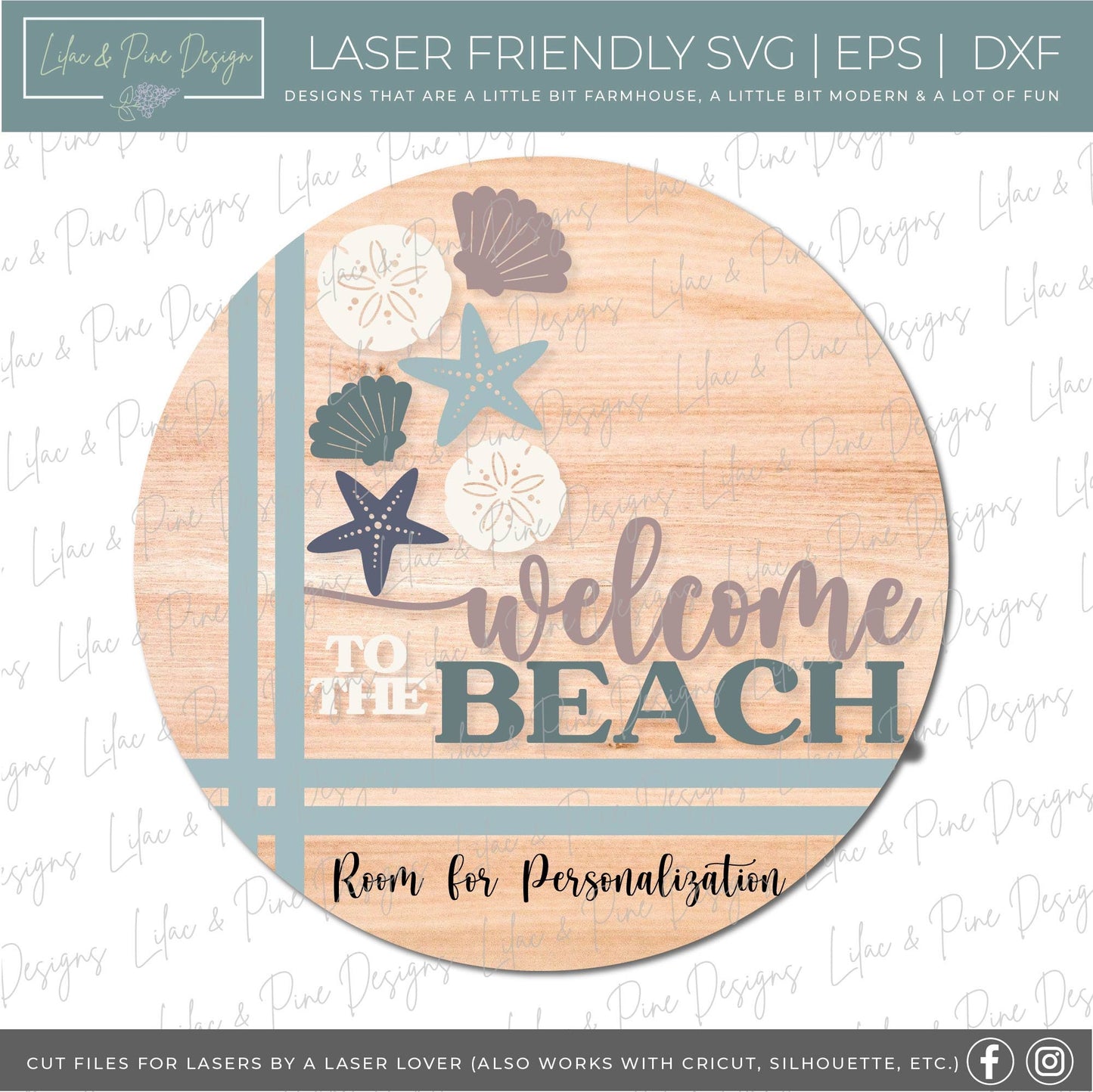 Welcome to the Beach door hanger SVG, welcome sign SVG, seashell svg, coastal porch sign svg, Beach decor, Glowforge Svg, laser cut file