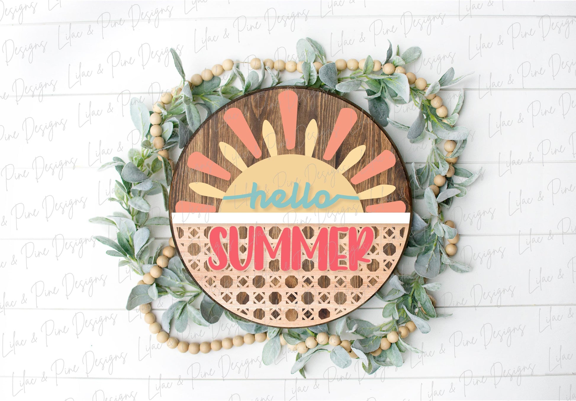 Sun Welcome sign svg, hello summer SVG, Summer door hanger, Sunshine porch sign SVG, summer decor, round wood sign, Glowforge laser SVG