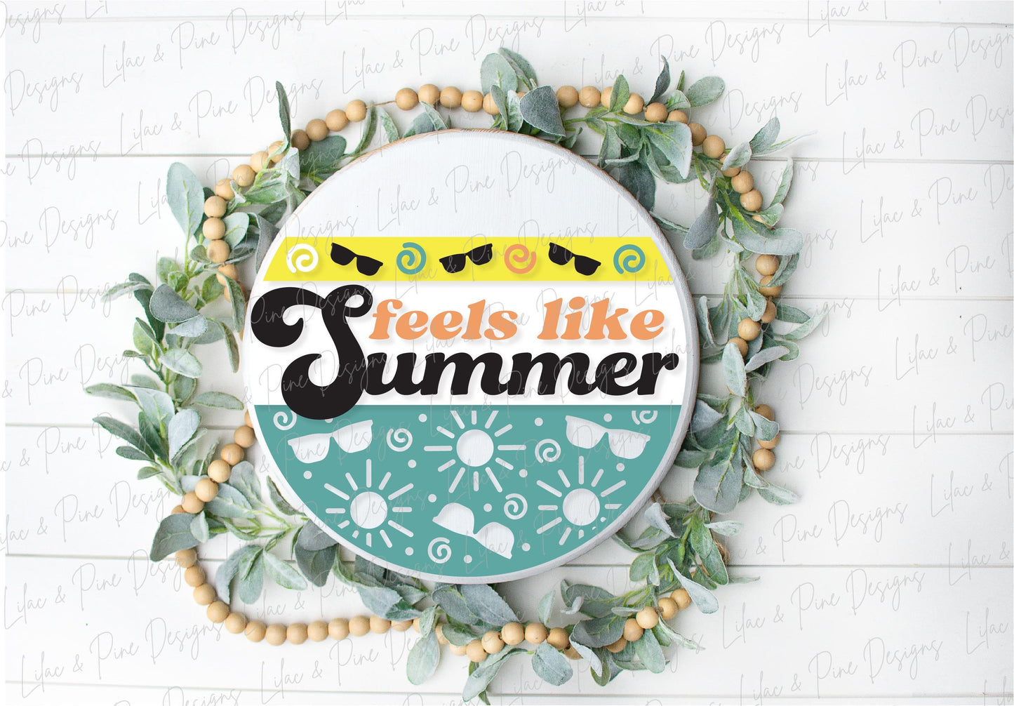Feels Like Summer SVG, Summer Welcome sign svg, Summer door hanger, Summer porch sign SVG, round wood sign, Glowforge SVG, laser cut file