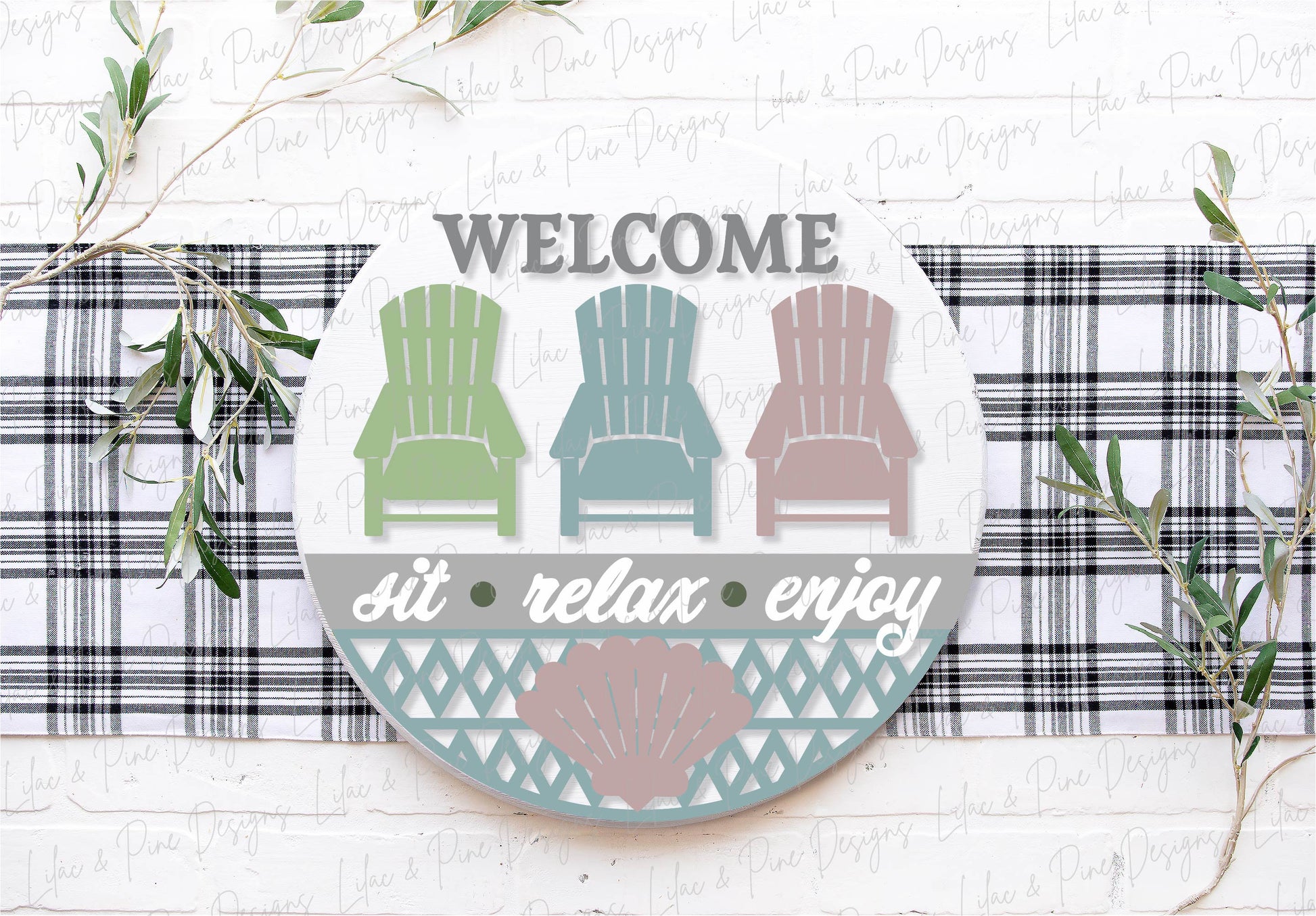 Adirondack chair door hanger SVG, welcome sign SVG, Summer welcome svg, Summer porch sign, beach sign svg, Glowforge Svg, laser cut file