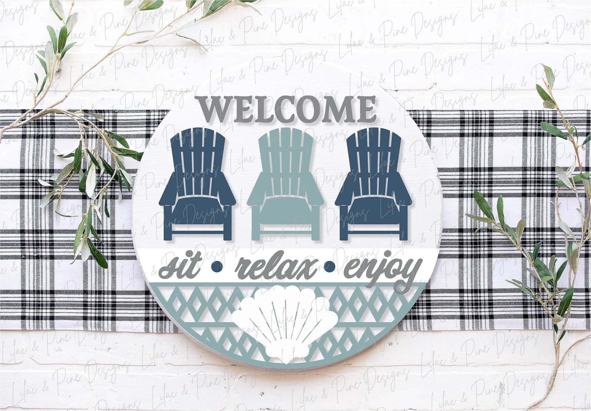 Adirondack chair door hanger SVG, welcome sign SVG, Summer welcome svg, Summer porch sign, beach sign svg, Glowforge Svg, laser cut file