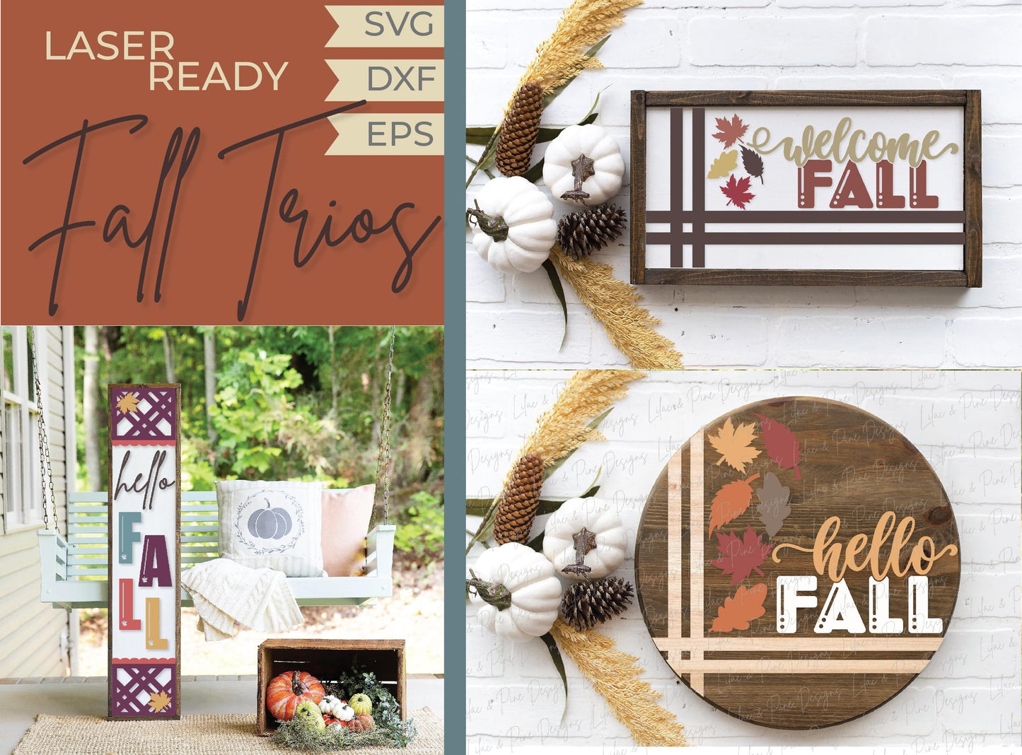 Welcome Fall door hanger SVG, Autumn welcome sign SVG, hello fall porch sign svg, fall porch decor, sign bundle, Glowforge laser SVG