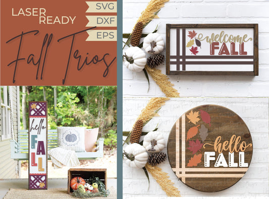 Welcome Fall door hanger SVG, Autumn welcome sign SVG, hello fall porch sign svg, fall porch decor, sign bundle, Glowforge laser SVG