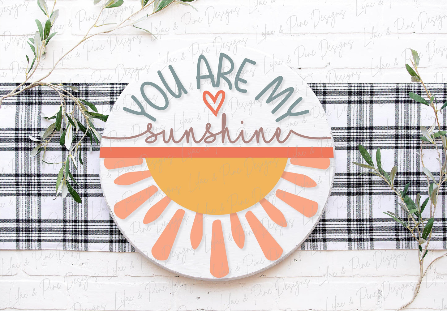 You are my sunshine sign SVG, Summer sign svg, sun door hanger svg, Summer decor SVG, round wood sign, Glowforge SVG, laser cut file