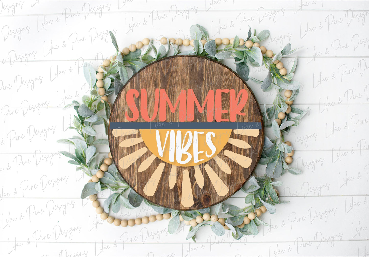 Sun Welcome sign svg, Summer Vibes door hanger SVG, Sunshine porch sign SVG, summer decor, round wood sign, Glowforge SVG, laser cut file