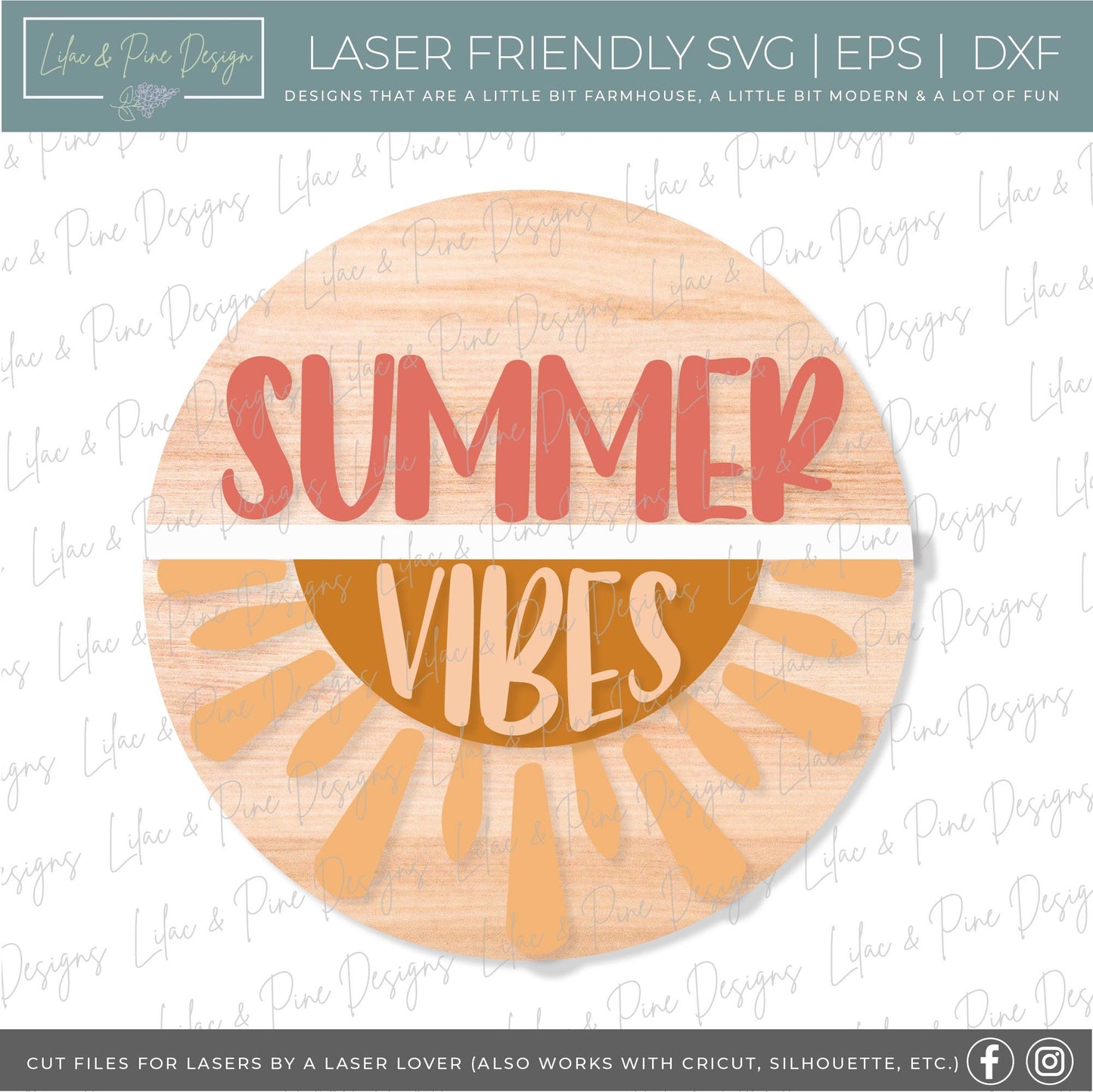 Sun Welcome sign svg, Summer Vibes door hanger SVG, Sunshine porch sign SVG, summer decor, round wood sign, Glowforge SVG, laser cut file