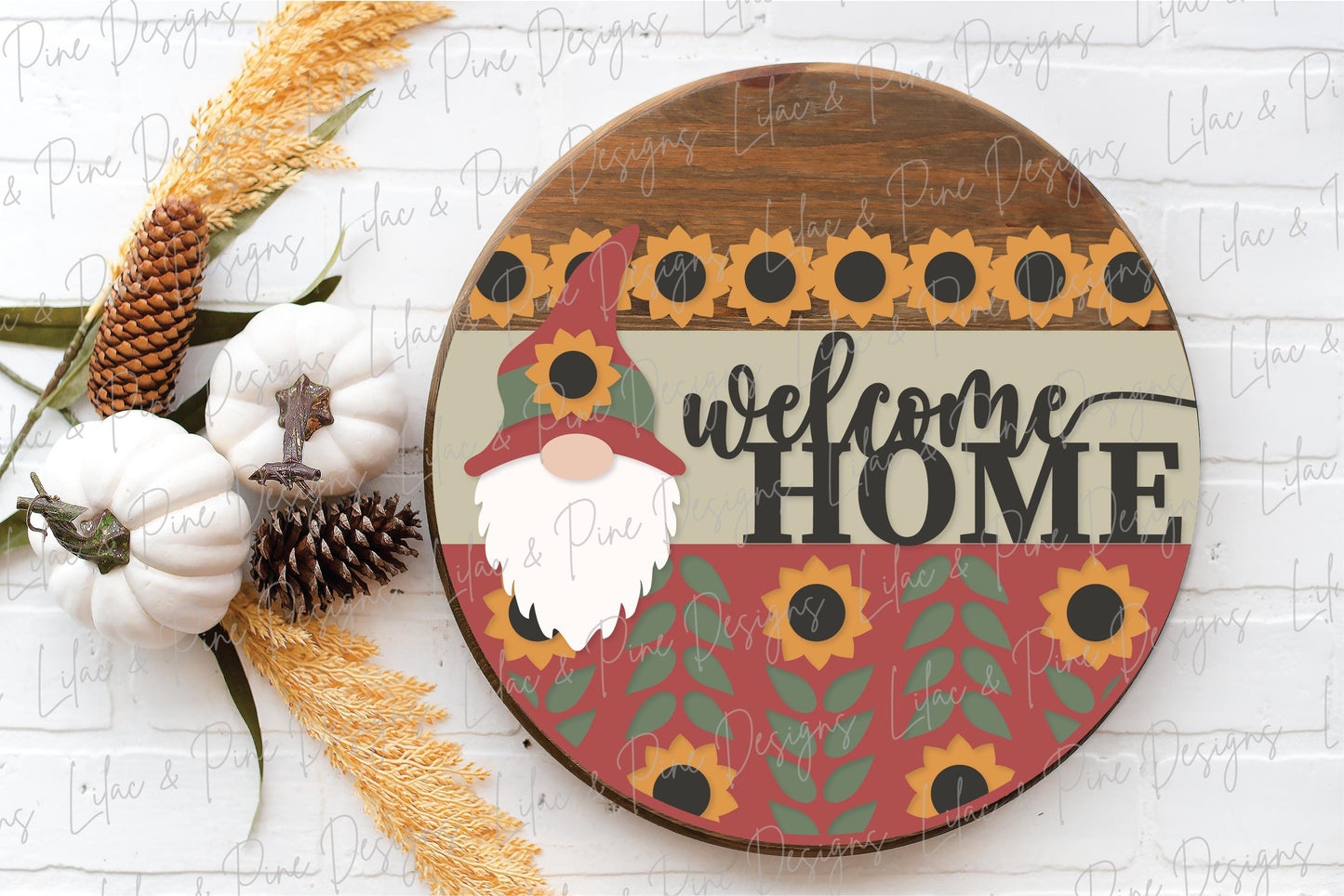 Sunflower door hanger SVG, Sunflower welcome sign SVG, Gnome door hanger svg, welcome home svg, Fall porch decor svg, Glowforge laser SVG