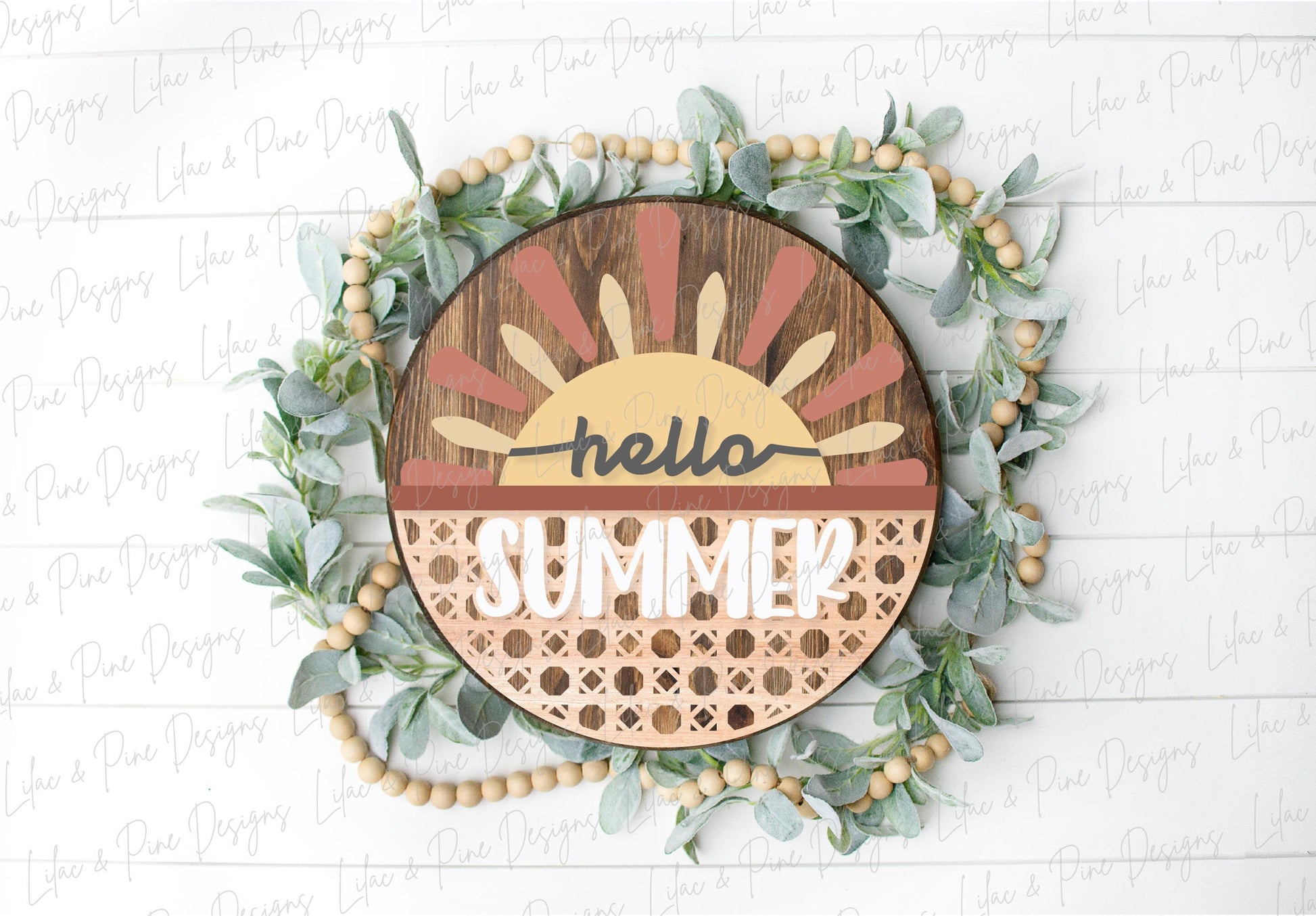 Sun Welcome sign svg, hello summer SVG, Summer door hanger, Sunshine porch sign SVG, summer decor, round wood sign, Glowforge laser SVG