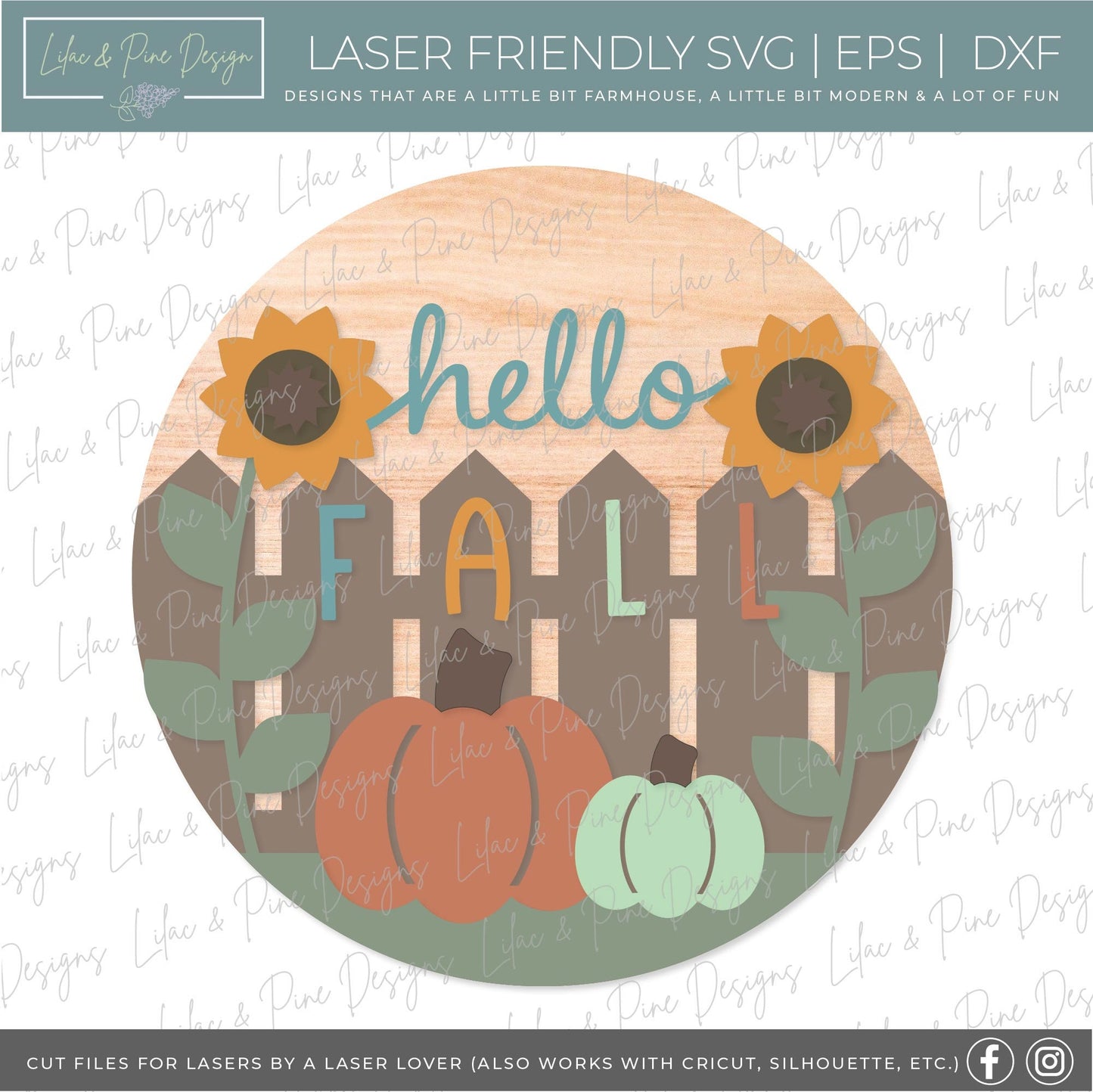 Hello Fall door hanger SVG, Sunflower welcome sign SVG, Pumpkin door hanger svg, Fall porch decor, Autumn svg, Glowforge SVG, laser cut file