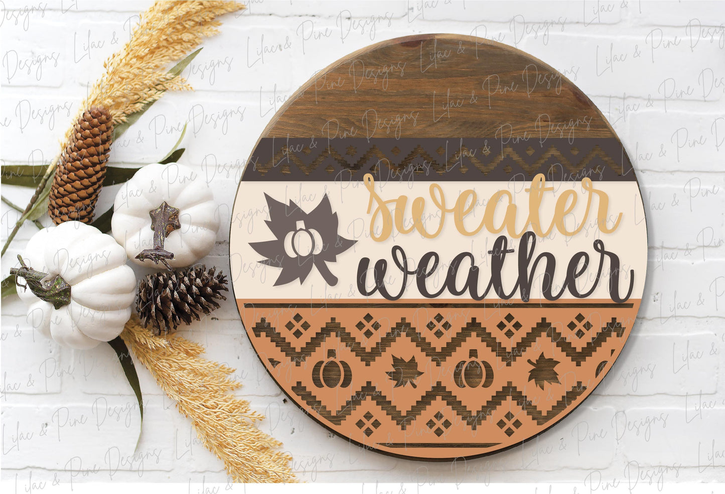 Sweater Weather door hanger SVG, Pumpkin welcome sign SVG, Fall door hanger svg, Autumn porch decor, Nordic design SVG, Glowforge laser Svg