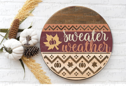 Sweater Weather door hanger SVG, Pumpkin welcome sign SVG, Fall door hanger svg, Autumn porch decor, Nordic design SVG, Glowforge laser Svg