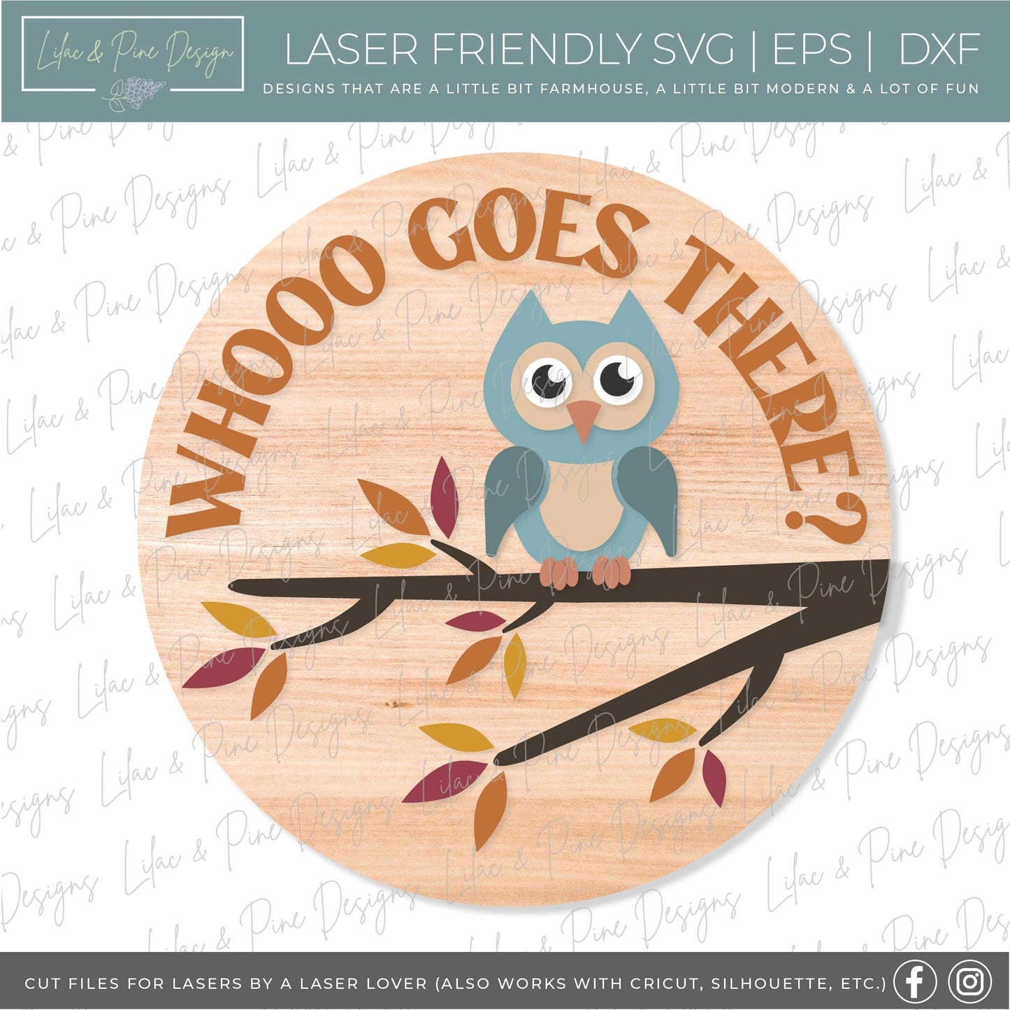 Owl door hanger SVG, Owl welcome sign SVG, Who goes there door hanger svg, fall tree svg, Fall porch decor svg, Glowforge SVG, laser svg