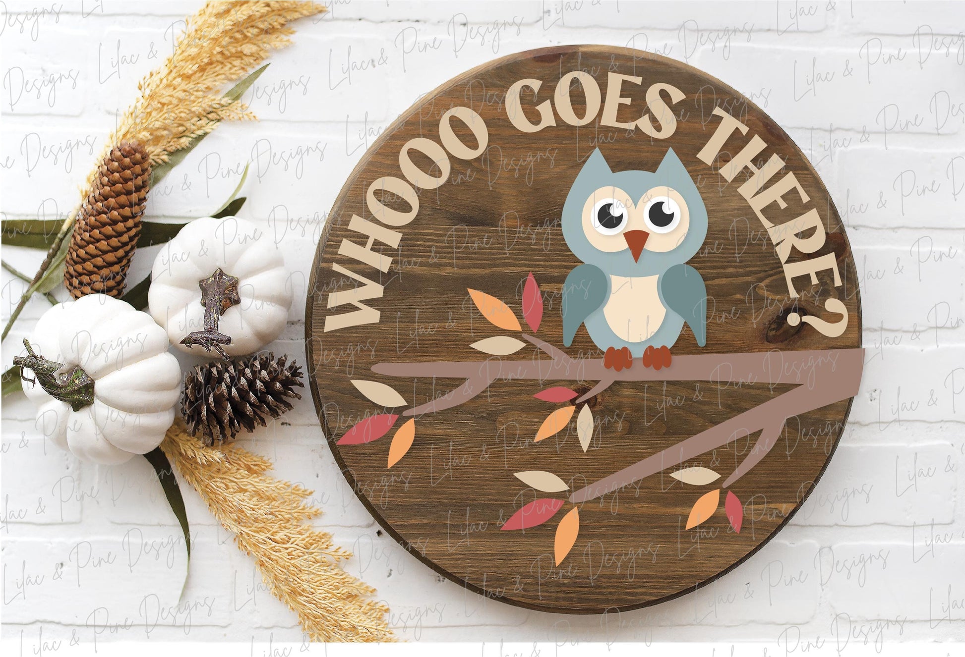 Owl door hanger SVG, Owl welcome sign SVG, Who goes there door hanger svg, fall tree svg, Fall porch decor svg, Glowforge SVG, laser svg