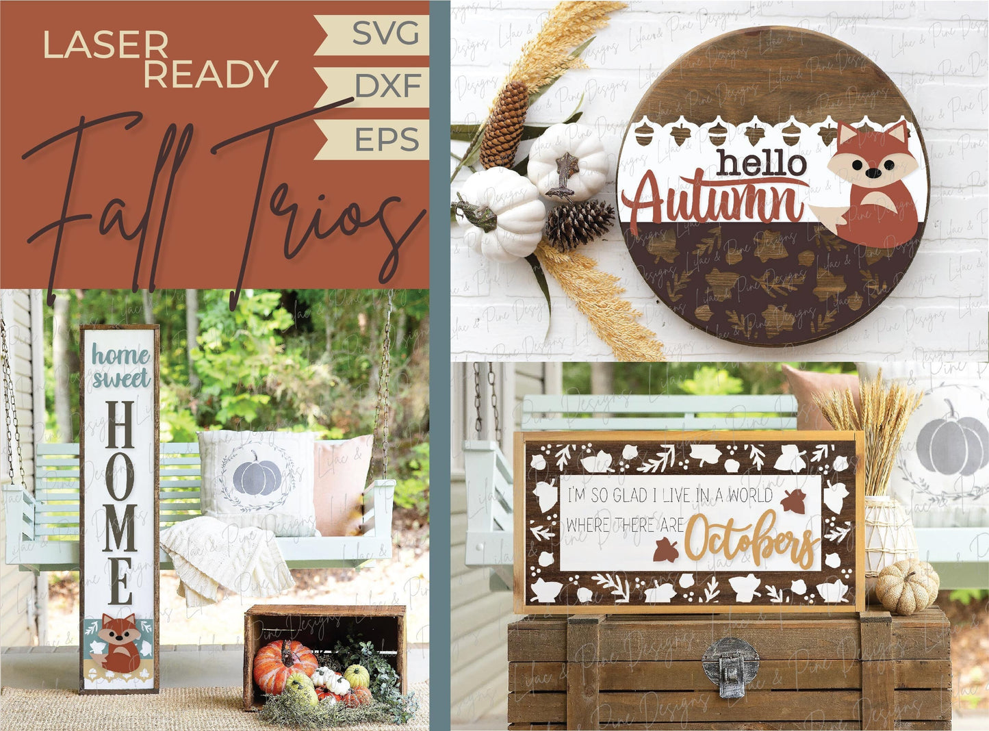 Fall door hanger SVG, Autumn welcome sign, porch sign svg, Autumn SVG, fall porch decor, fox svg, sign bundle, Glowforge Svg, laser cut file