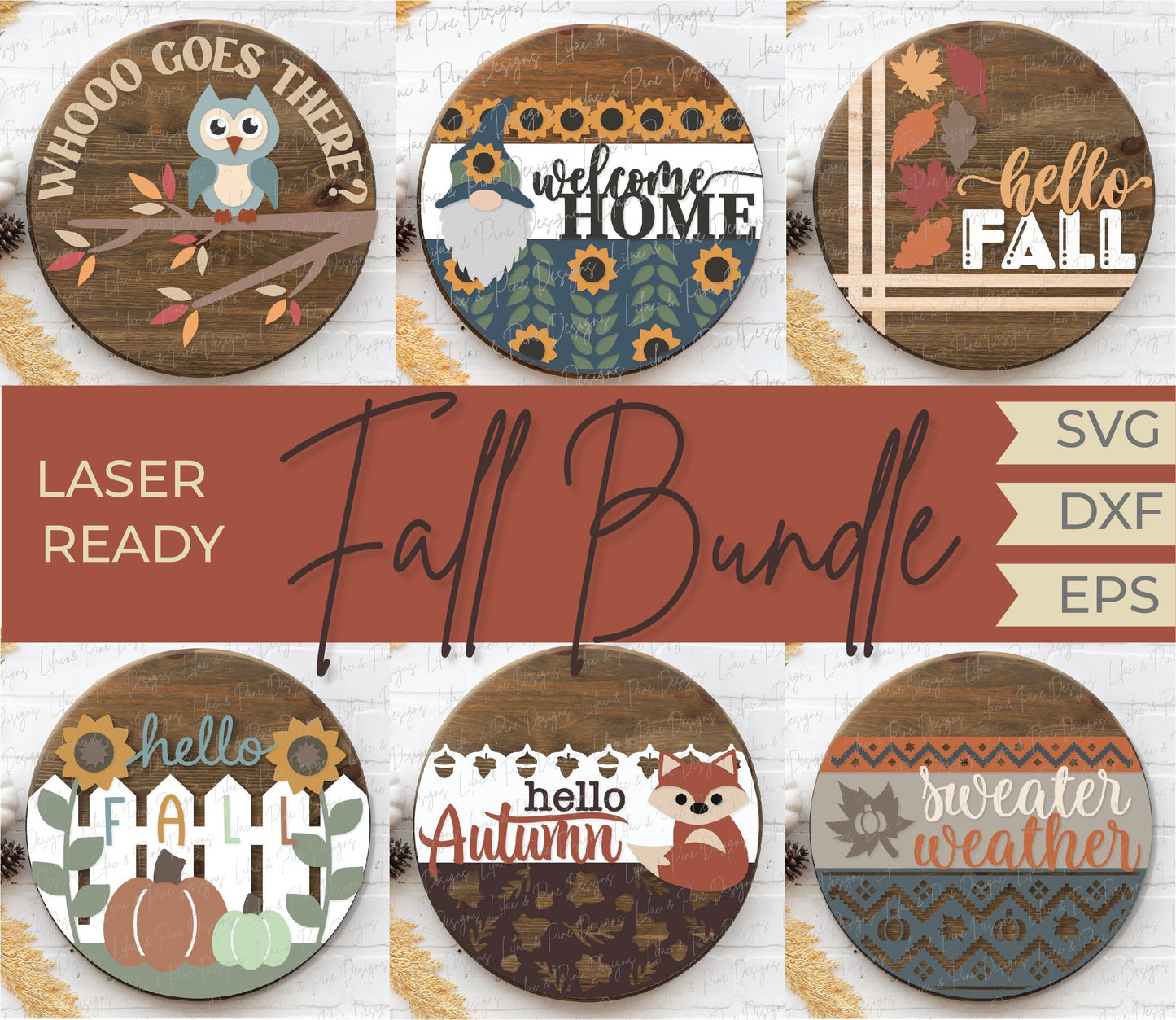 Fall welcome sign bundle, hello fall door hanger SVG, autumn SVG, sweater weather svg, gnome svg, sunflower svg, Glowforge laser SVG