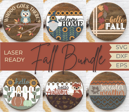 Fall welcome sign bundle, hello fall door hanger SVG, autumn SVG, sweater weather svg, gnome svg, sunflower svg, Glowforge laser SVG