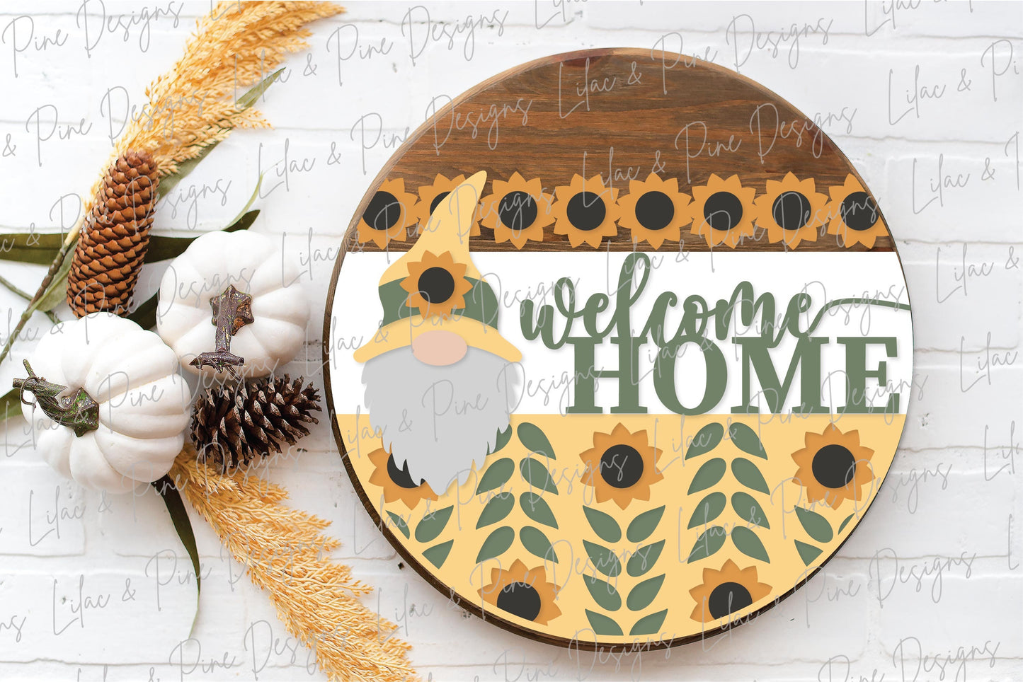 Sunflower door hanger SVG, Sunflower welcome sign SVG, Gnome door hanger svg, welcome home svg, Fall porch decor svg, Glowforge laser SVG