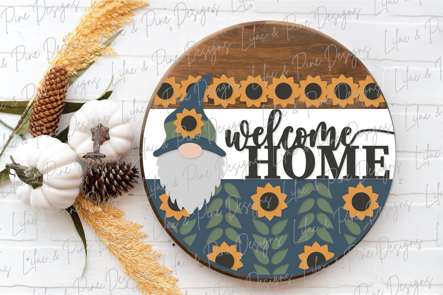 Sunflower door hanger SVG, Sunflower welcome sign SVG, Gnome door hanger svg, welcome home svg, Fall porch decor svg, Glowforge laser SVG
