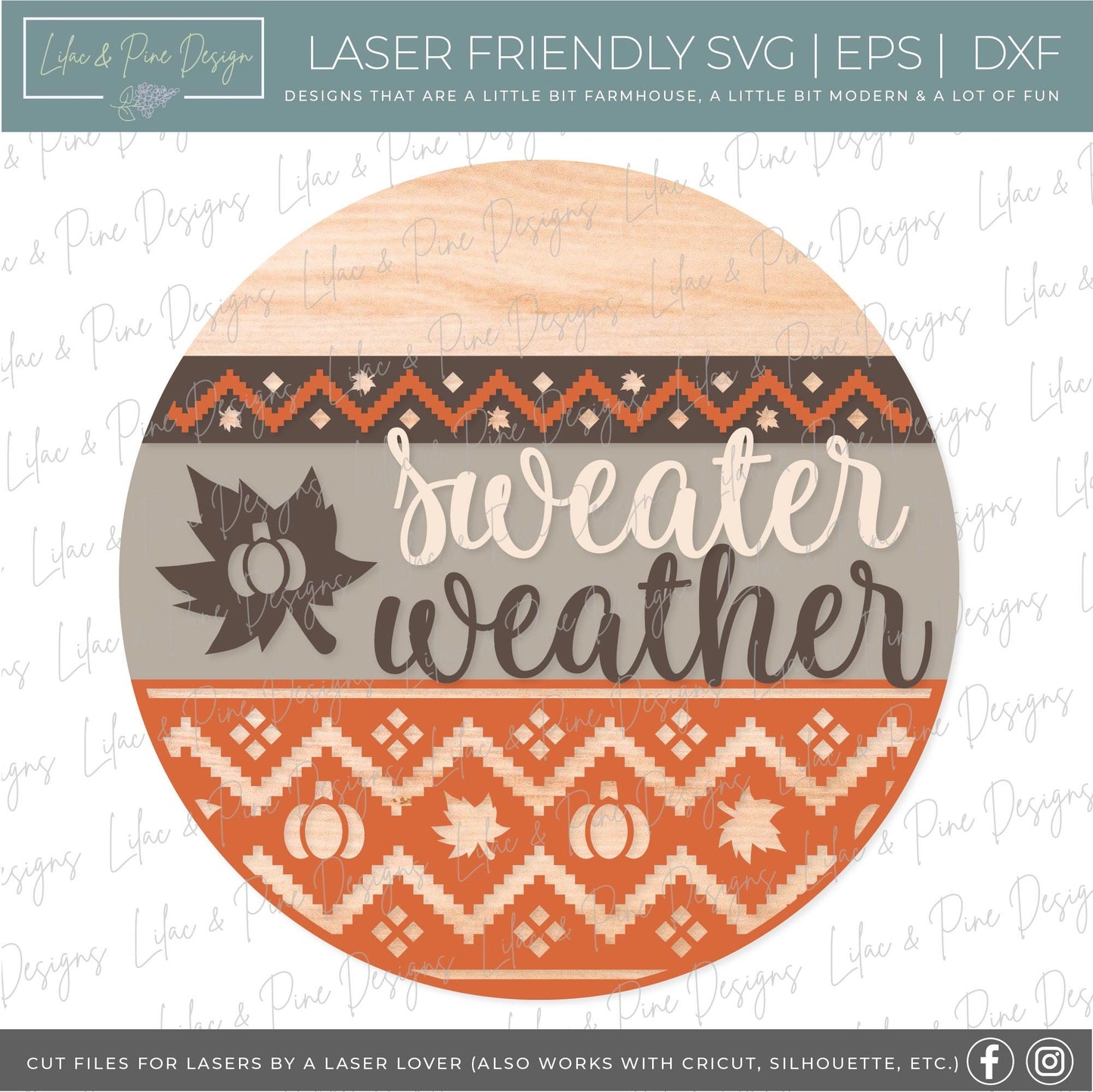 Sweater Weather door hanger SVG, Pumpkin welcome sign SVG, Fall door hanger svg, Autumn porch decor, Nordic design SVG, Glowforge laser Svg