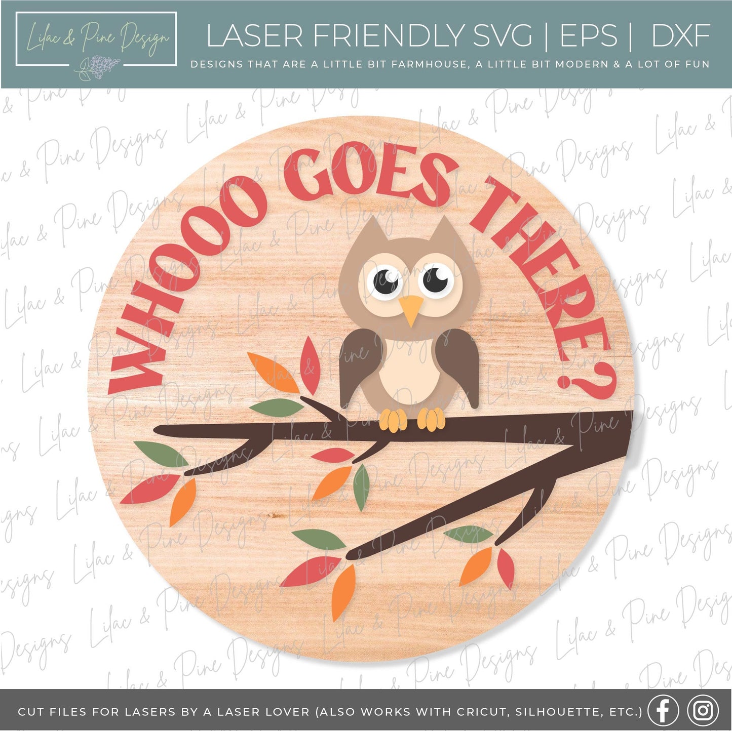 Owl door hanger SVG, Owl welcome sign SVG, Who goes there door hanger svg, fall tree svg, Fall porch decor svg, Glowforge SVG, laser svg