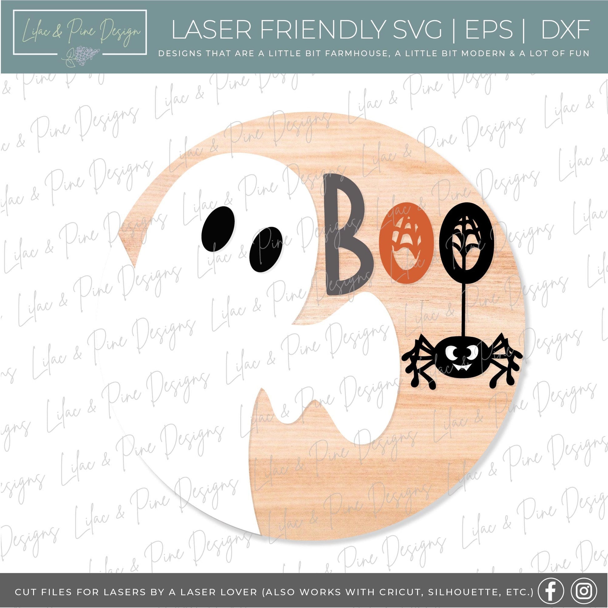 Ghost Halloween door hanger SVG, Boo door hanger, Ghost welcome sign SVG, Boo welcome sign svg, Halloween porch decor, Glowforge laser SVG