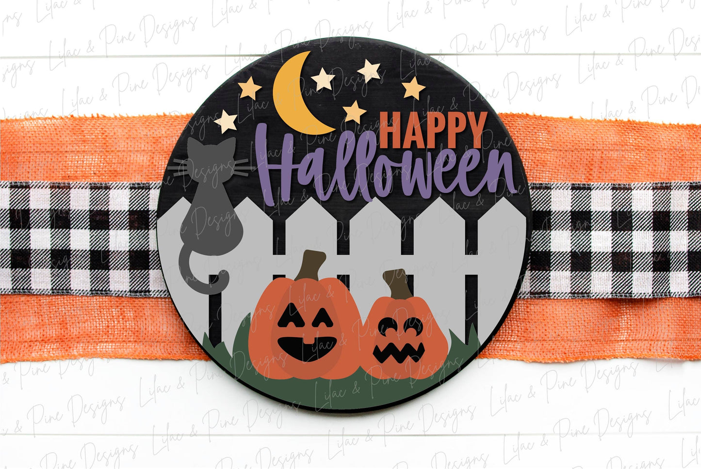 Halloween door hanger SVG, Black Cat door hanger, Pumpkin welcome sign SVG, Halloween welcome sign, Halloween decor, Glowforge laser SVG