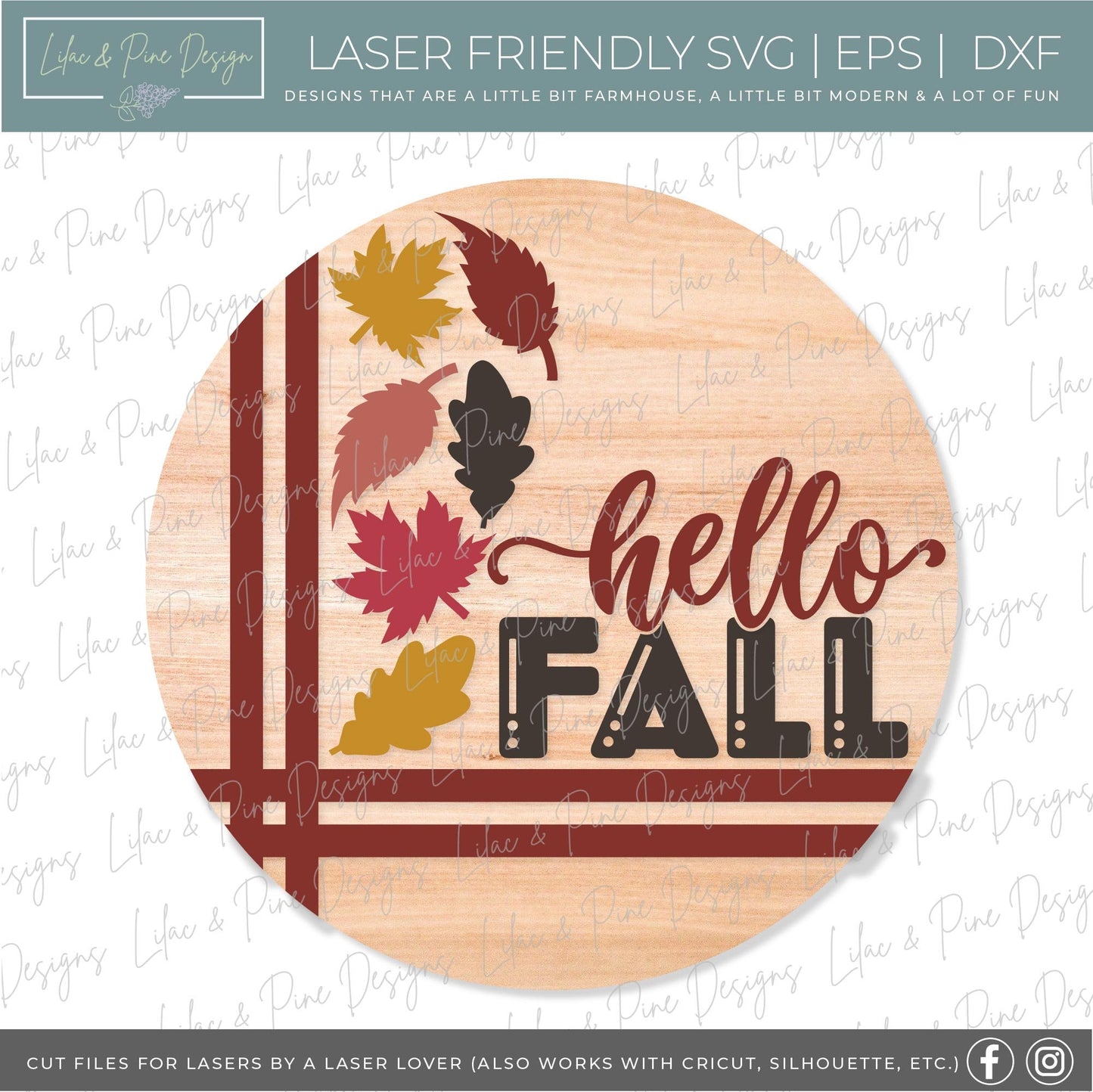 Hello Fall door hanger SVG, Fall leaves welcome sign SVG, Fall door hanger svg, Fall porch decor svg, Glowforge Svg, laser cut file