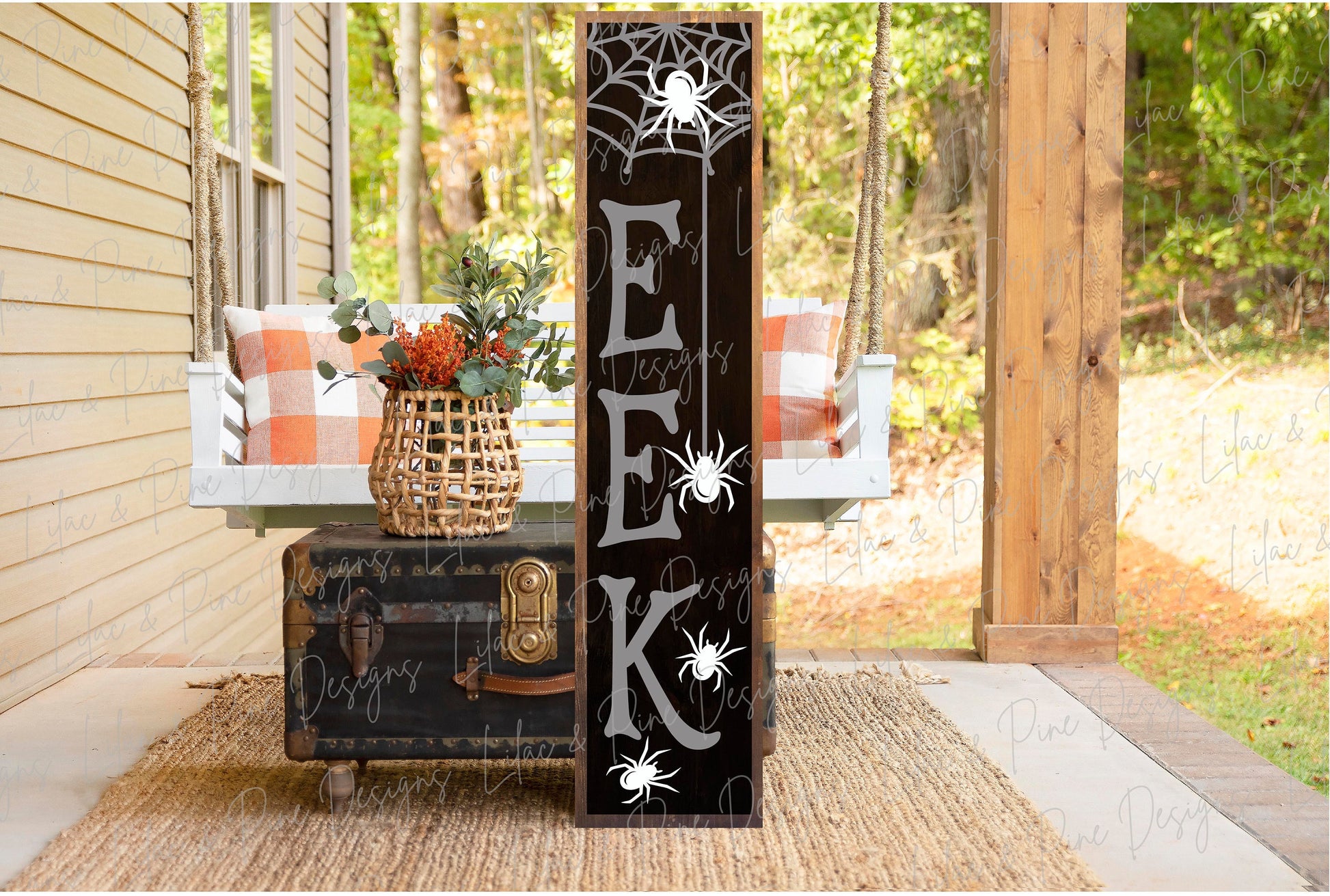 Halloween porch sign SVG, Eek porch sign SVG, spider welcome SVG, spiderweb welcome sign, Spider svg, vertical sign svg, Glowforge laser Svg