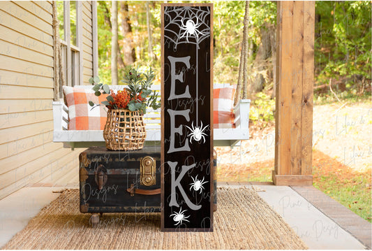 Halloween porch sign SVG, Eek porch sign SVG, spider welcome SVG, spiderweb welcome sign, Spider svg, vertical sign svg, Glowforge laser Svg