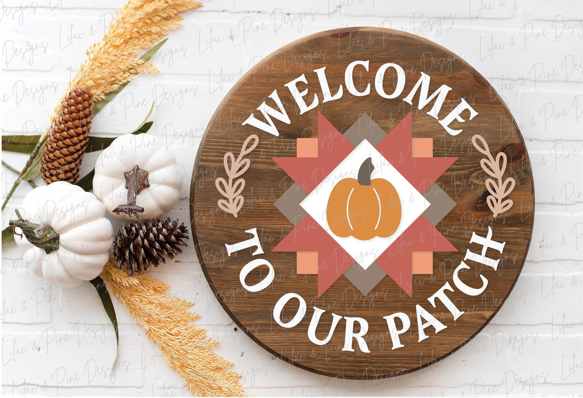 Pumpkin Patch door hanger SVG, Fall Quilt door hanger, Quilt welcome sign SVG, Pumpkin welcome sign svg, fall decor, Glowforge laser SVG