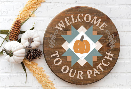 Pumpkin Patch door hanger SVG, Fall Quilt door hanger, Quilt welcome sign SVG, Pumpkin welcome sign svg, fall decor, Glowforge laser SVG