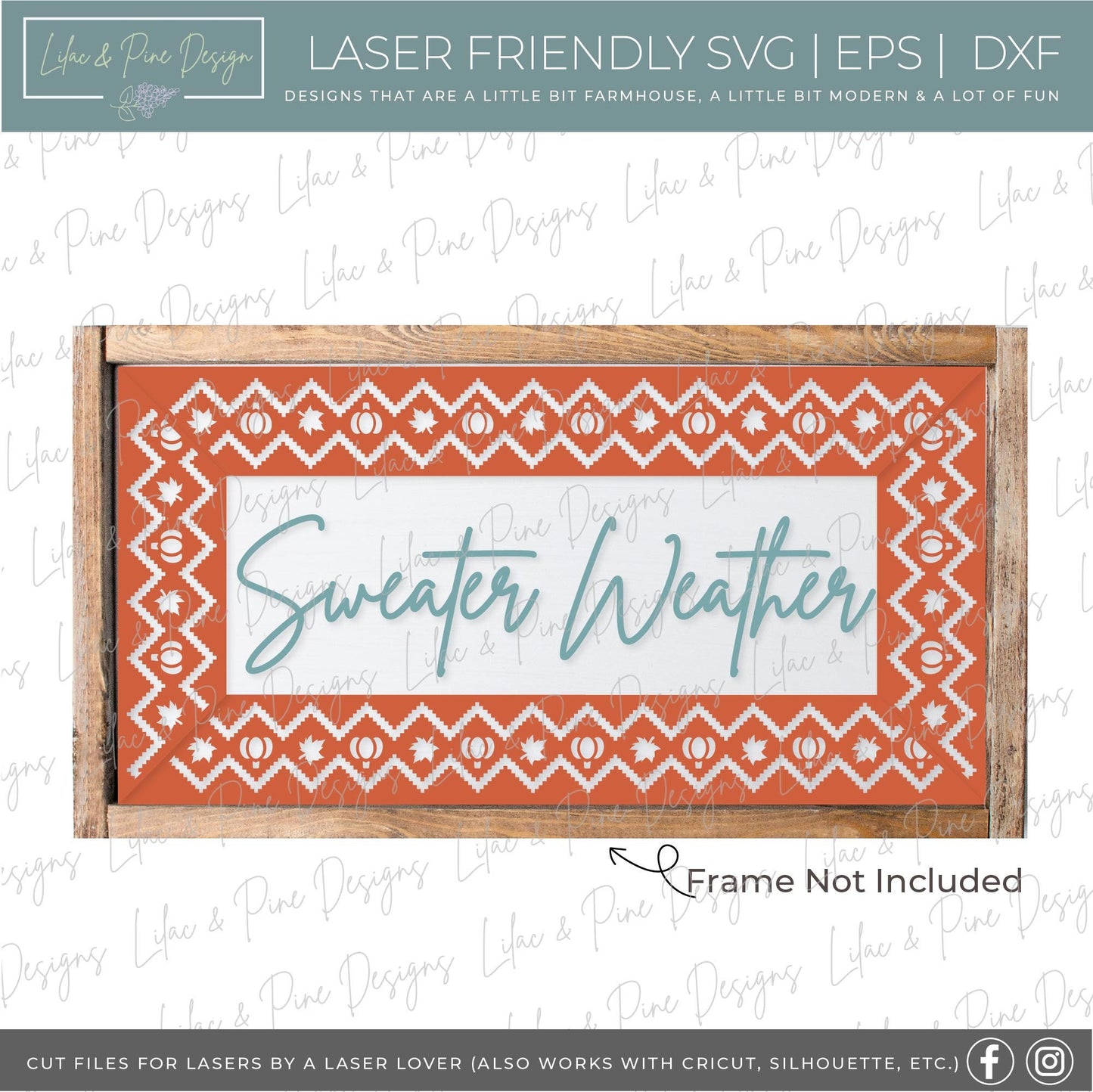 Sweater Weather sign svg, Fall sign, pumpkin and leaf sign SVG, sweater pattern svg, boho fall decor, Nordic fall svg, Glowforge laser SVG