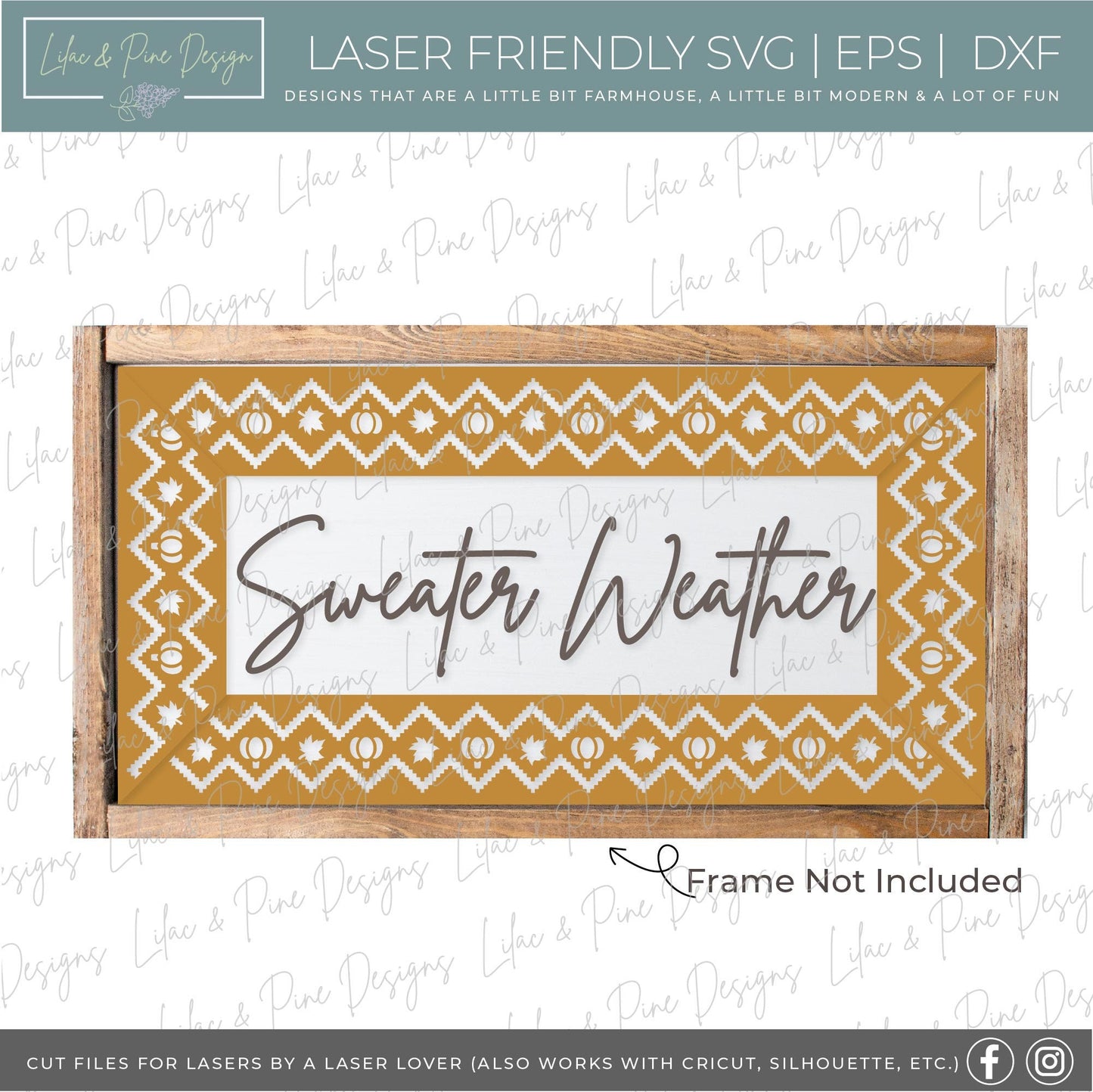 Sweater Weather sign svg, Fall sign, pumpkin and leaf sign SVG, sweater pattern svg, boho fall decor, Nordic fall svg, Glowforge laser SVG
