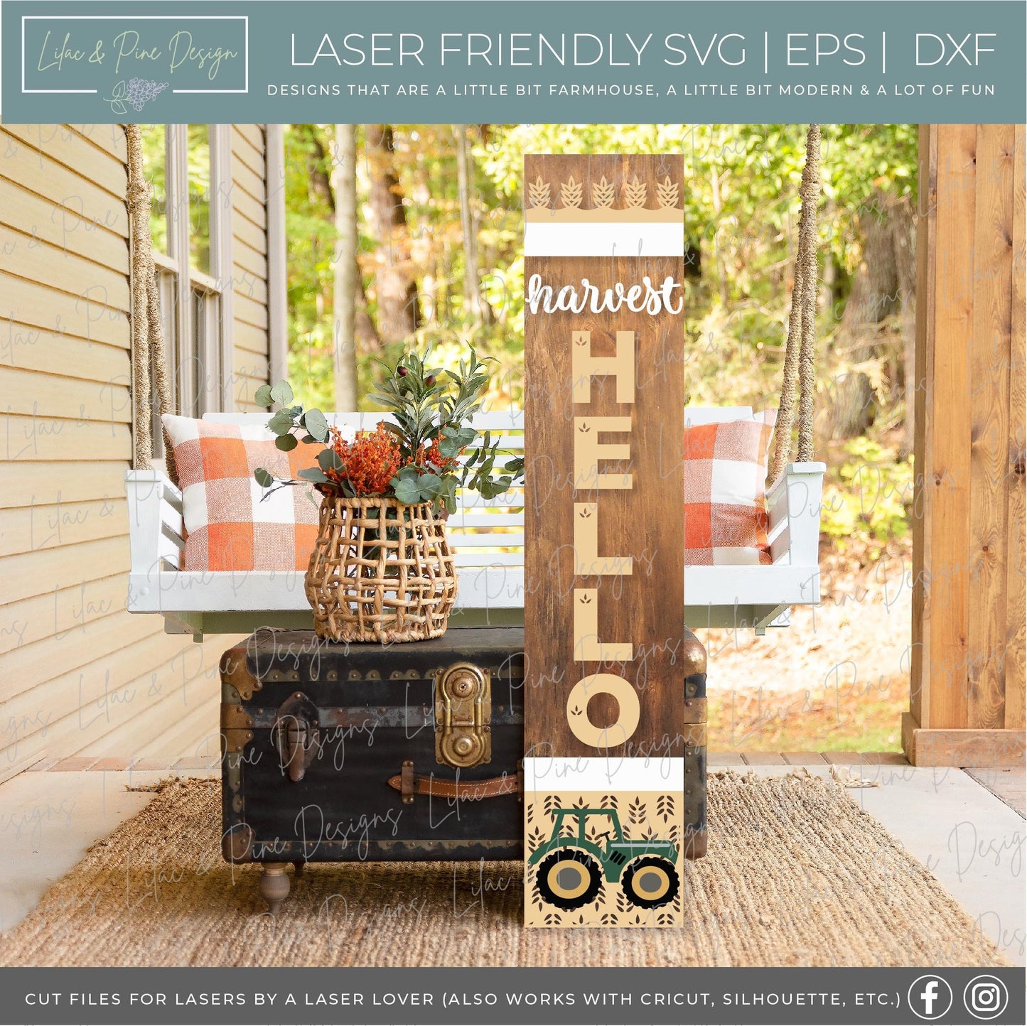 Fall welcome sign bundle, fall porch sign, fall vertical sign svg, tractor svg, pumpkin svg, scarecrow svg, apple svg, Glowforge laser SVG