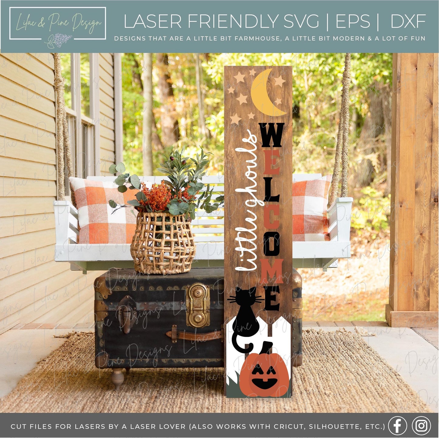 Halloween welcome sign bundle, Halloween porch sign, Halloween vertical sign svg, ghost svg, spider svg, beware svg, Glowforge laser SVG